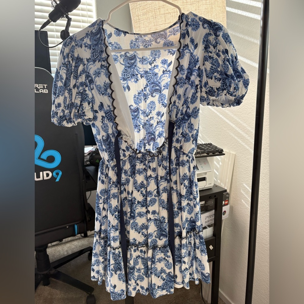 Blue & White Floral Mini Dress